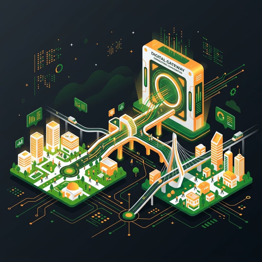 Setu Kendra Isometric Digital Bridge illustration